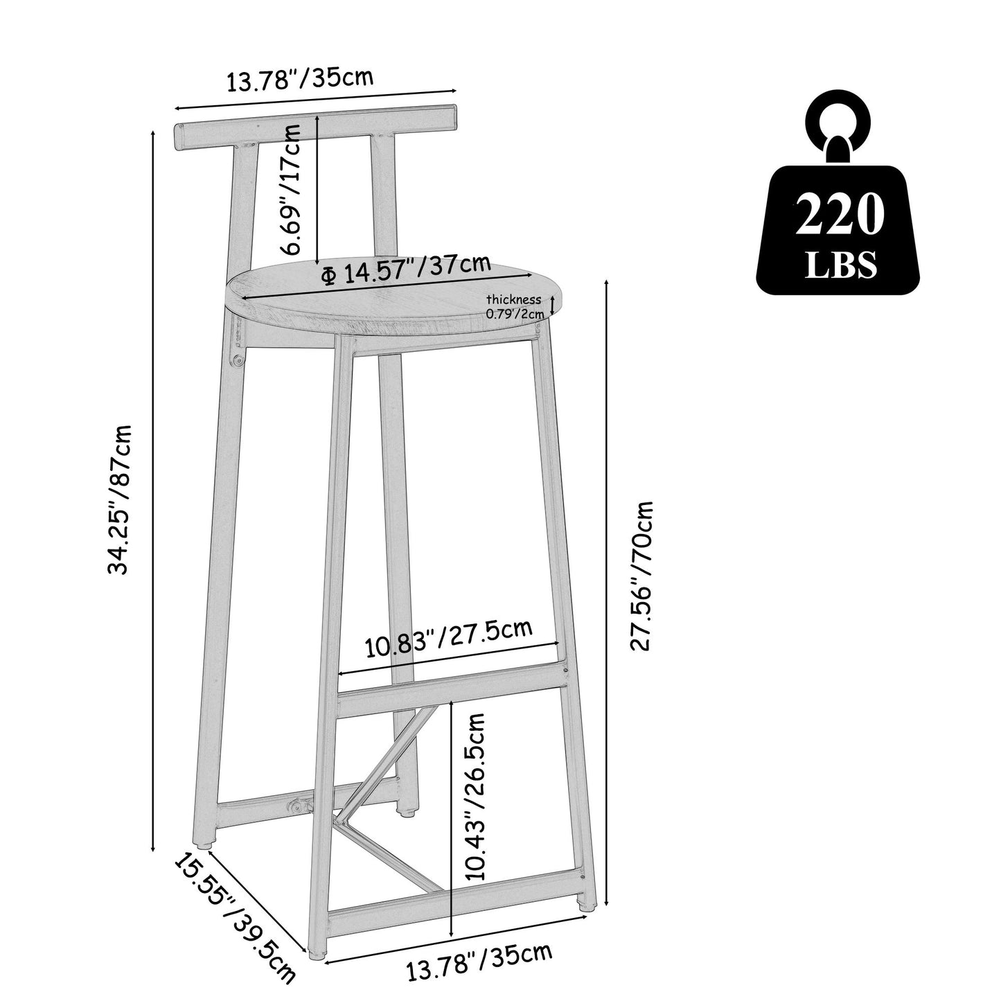 Modern Bar Stools With Backrest For Kitchen (Set of 3) Home Essentials