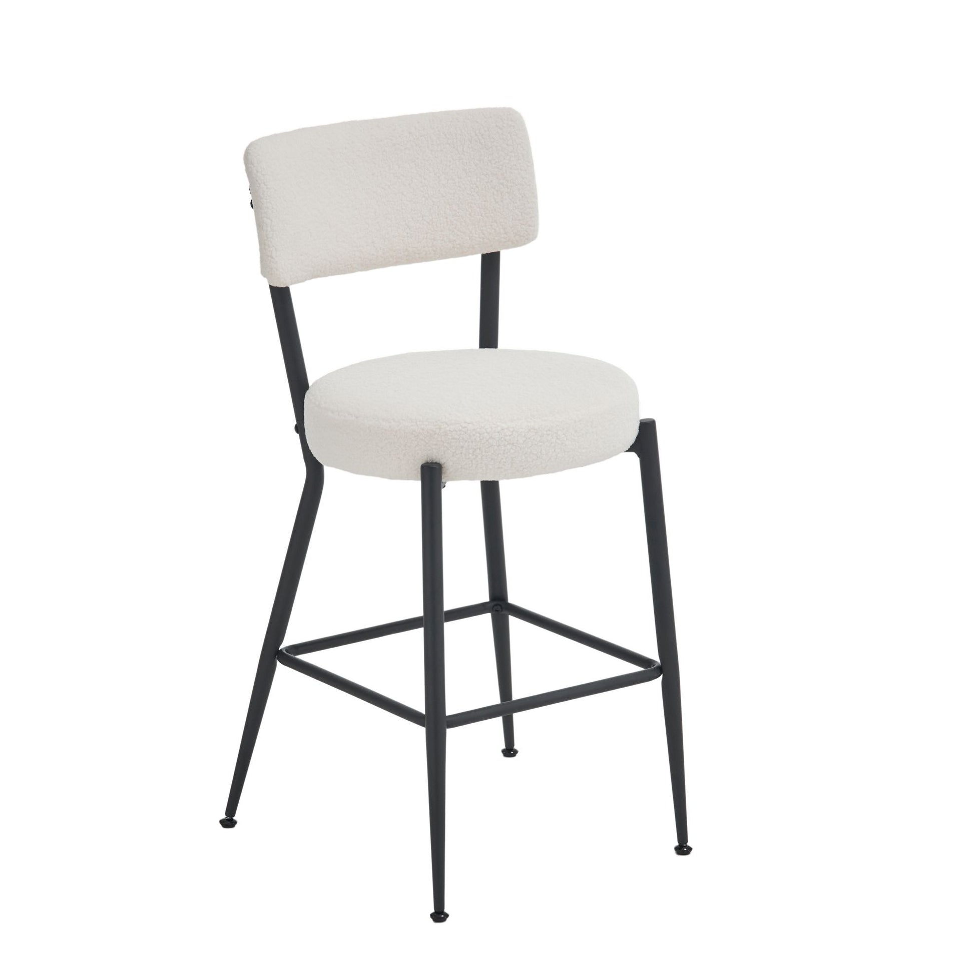 Modern Teddy Fabric Upholstered Bar Stools - Black Legs Home Essentials