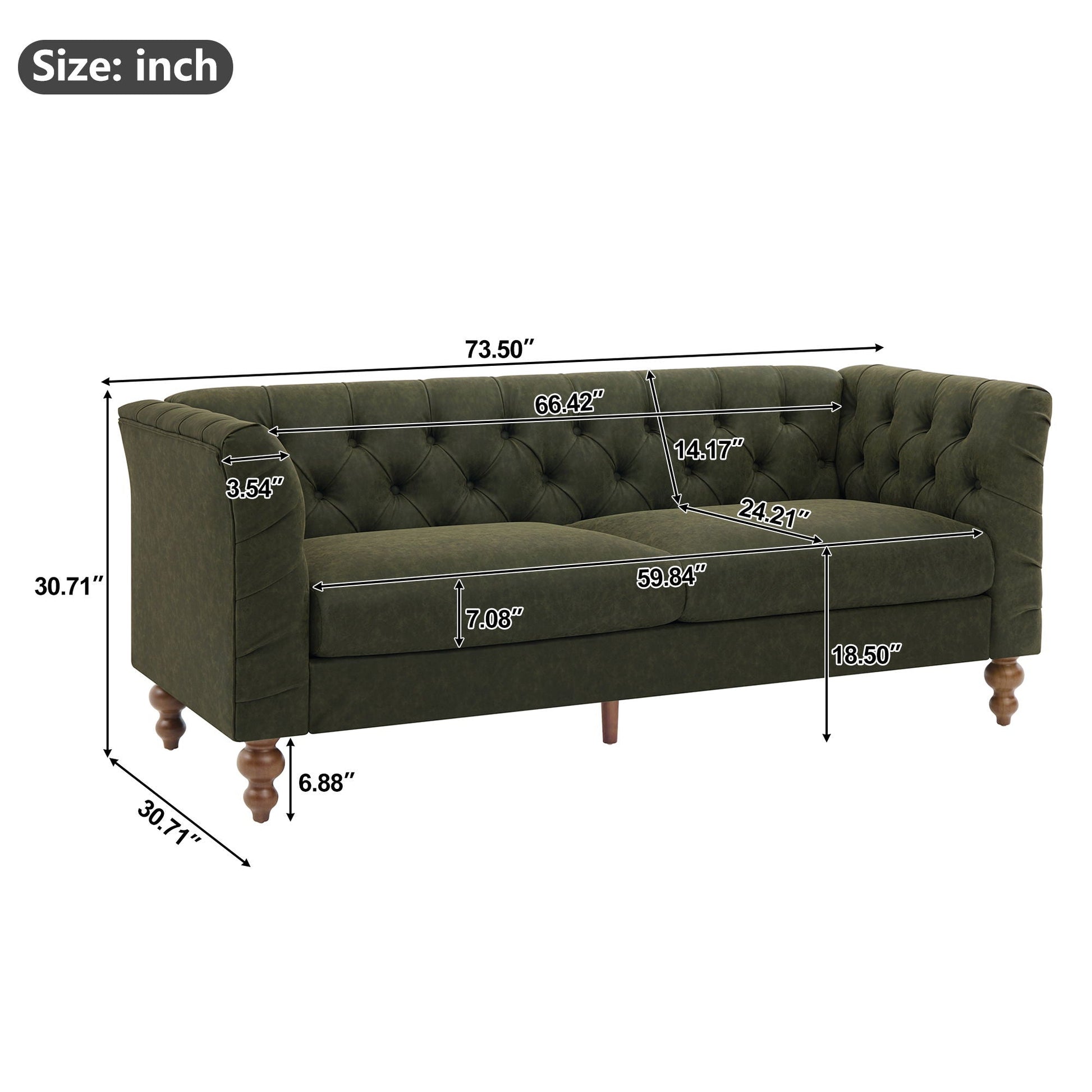 Chesterfield Sofa With Flared Arms For Living Room Noble House