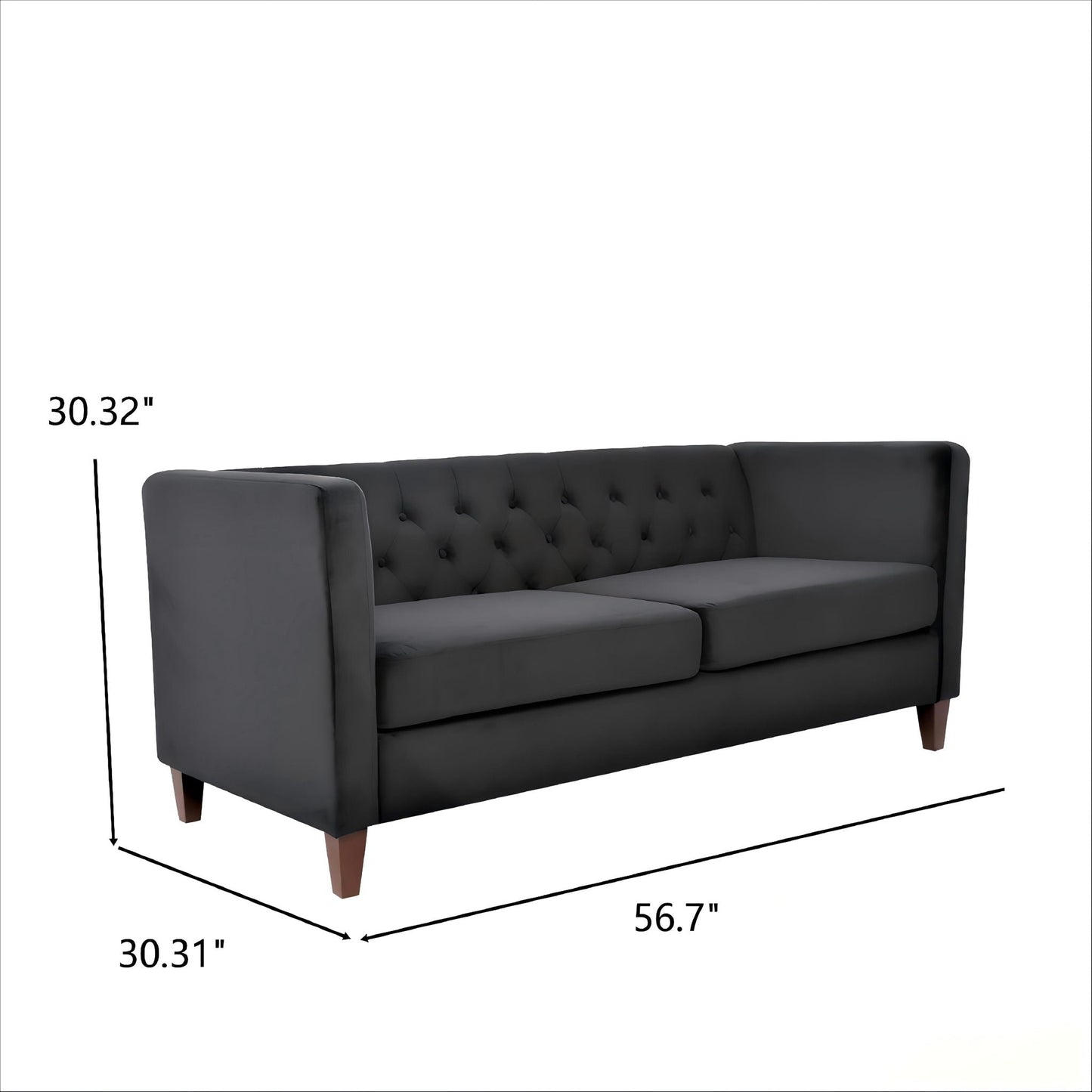 Button Tufted Loveseat, 2 Seater With Square Arm Couch For Living Room US Pride