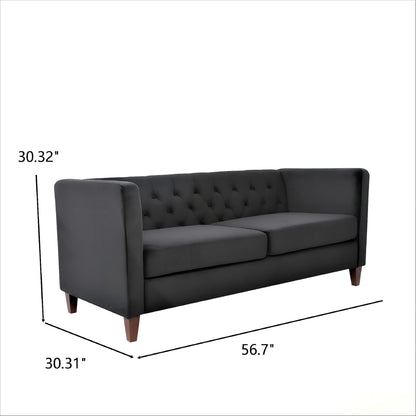 Button Tufted Loveseat, 2 Seater With Square Arm Couch For Living Room US Pride