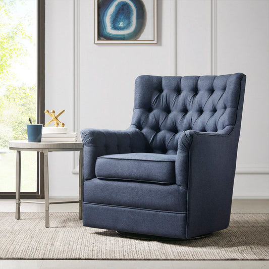 Mathis - Swivel Glider Chair - Blue