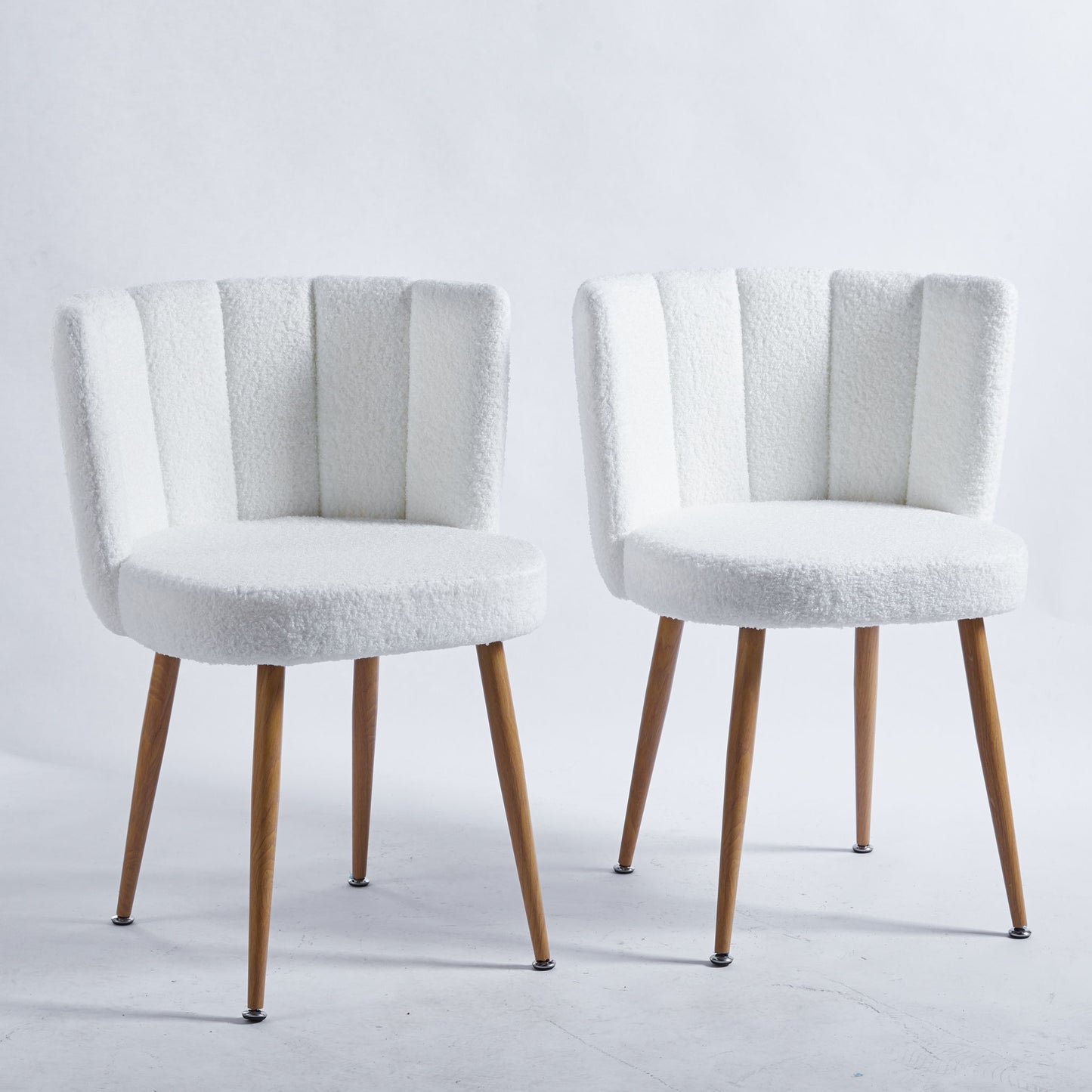 Modern Dining Chair (Set of 2) With Iron Tube Wood Color Legs, Shorthair Cushions And Comfortable Backrest, Suitable For Dining Room, Living Room, Cafe, Simple Structure Home Essentials