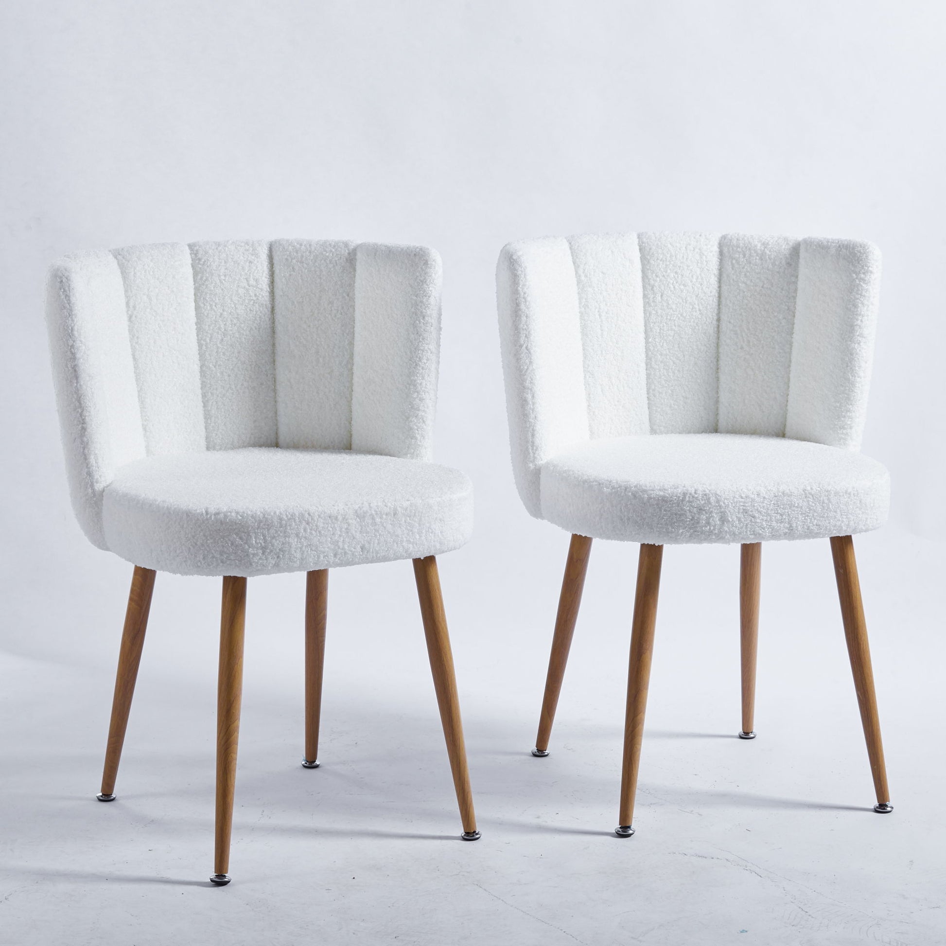 Modern Dining Chair (Set of 2) With Iron Tube Wood Color Legs, Shorthair Cushions And Comfortable Backrest, Suitable For Dining Room, Living Room, Cafe, Simple Structure Home Essentials
