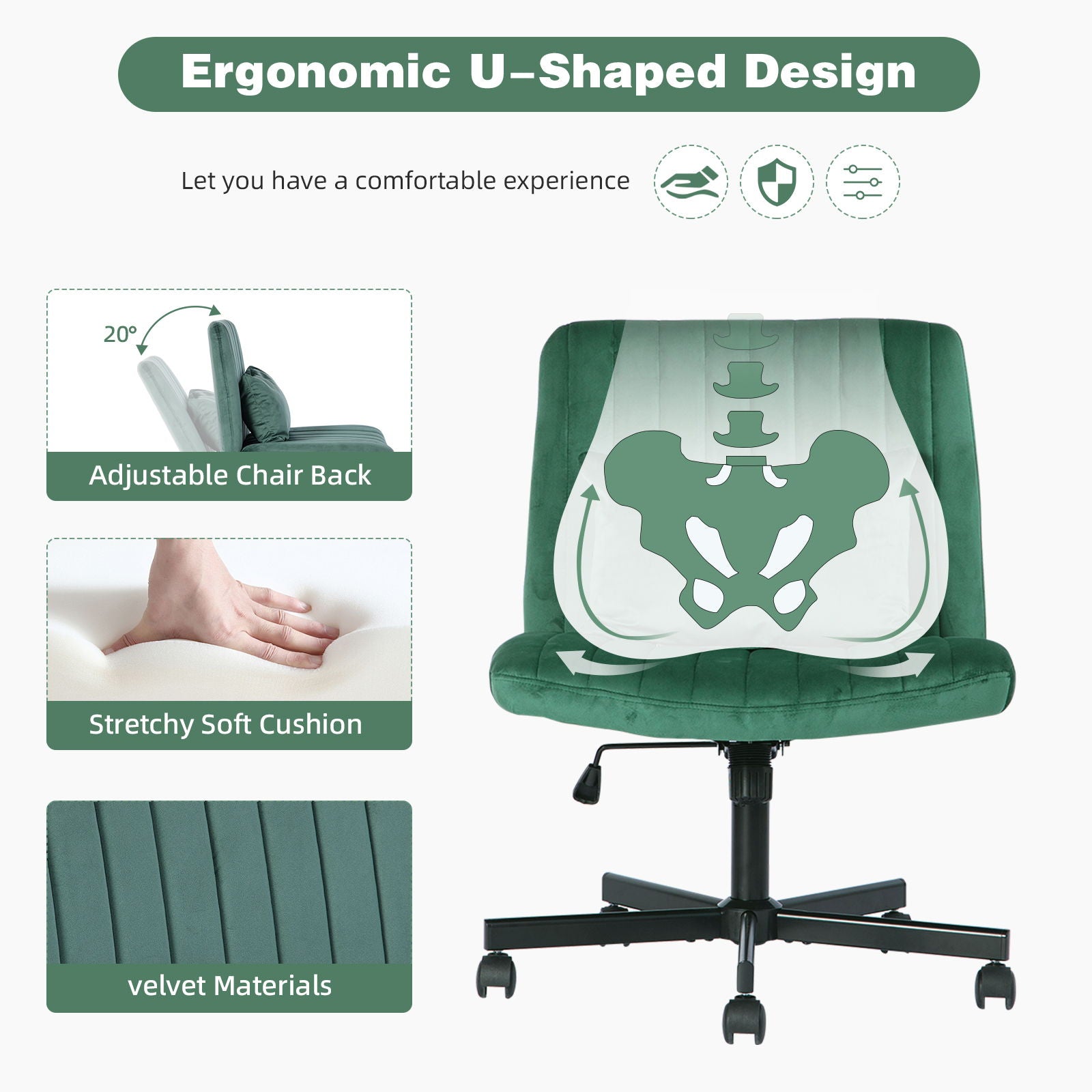 Criss Cross Office Chair With Adjustable Height, Ergonomic Design Home Essentials