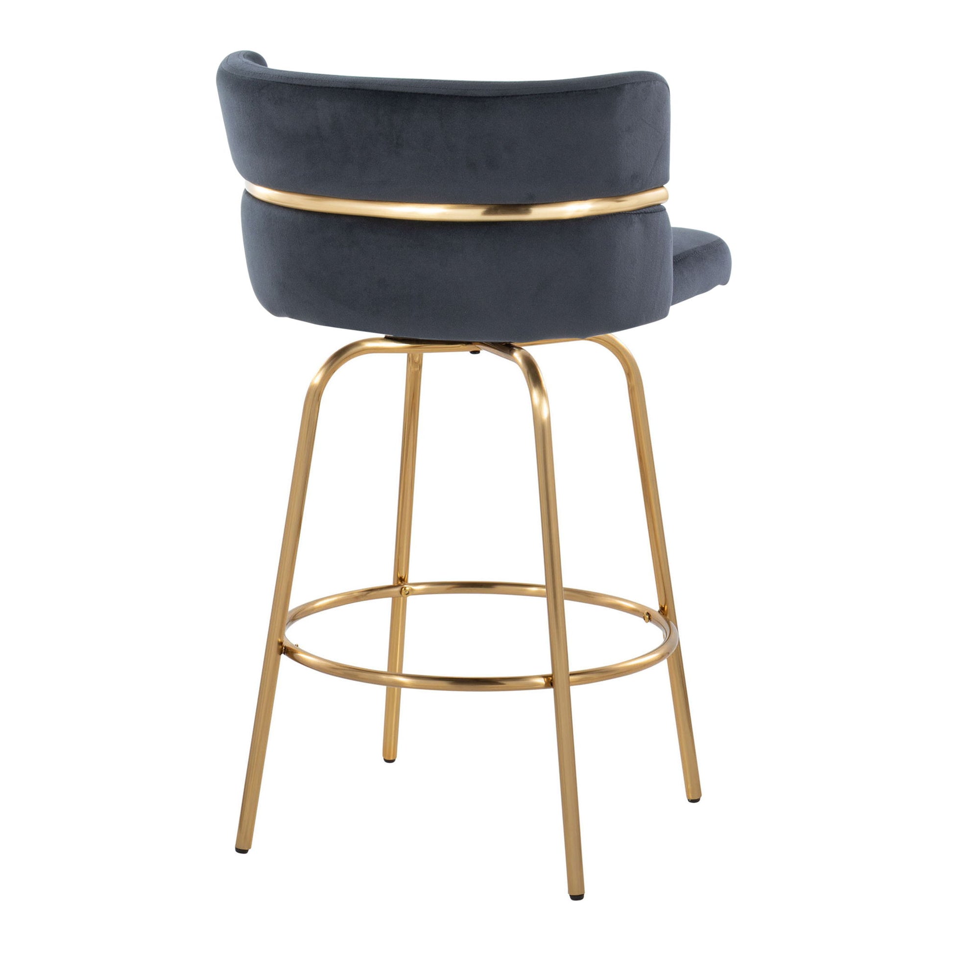 Cinch - Glam / Art Deco Fixed Height Counter Stool With Swivel With Round Footrest (Set of 2) Lumi Source