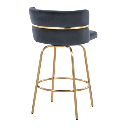 Cinch - Glam / Art Deco Fixed Height Counter Stool With Swivel With Round Footrest (Set of 2) Lumi Source