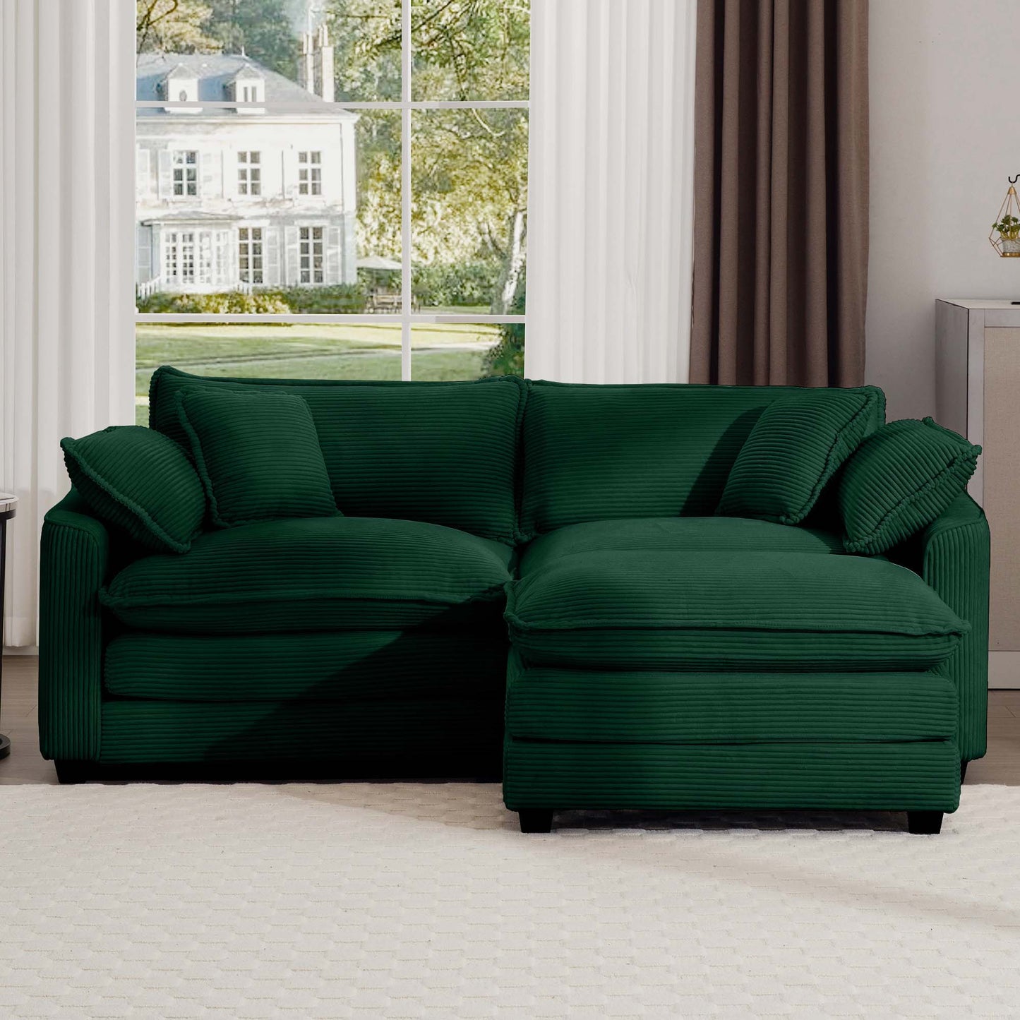 Modern Oversized Modular Cushion Sofa With Ottoman, Low Back, Deep Seating Sofa Set Home Essentials