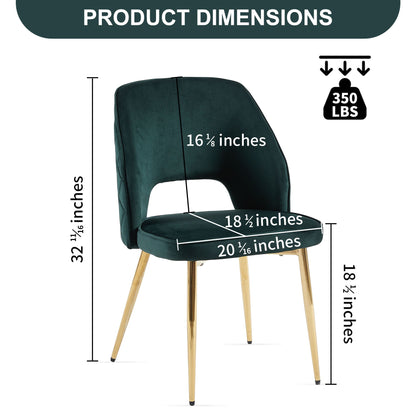 Velvet Dining Chairs With Metal Legs And Hollow Back Upholstered Dining Chairs Home Essentials