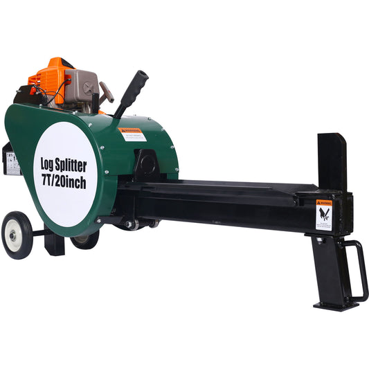 Portable Double Flywheel Electric Log Splitter 7 Ton Gas Log Splitter With Auto Return Steel - Gray Daily Nest
