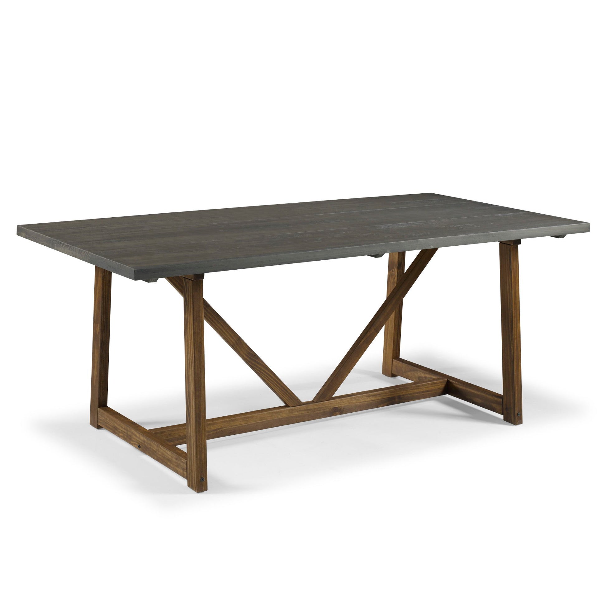 Modern Farmhouse Solid Wood V Frame Trestle Dining Table - Gray / Brown Walker Edison