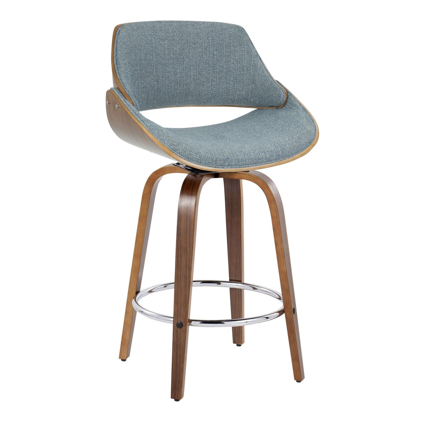Fabrizzi - Mid Century Modern Fixed Height Counter Stool With Swivel With Round Footrest (Set of 2) Lumi Source
