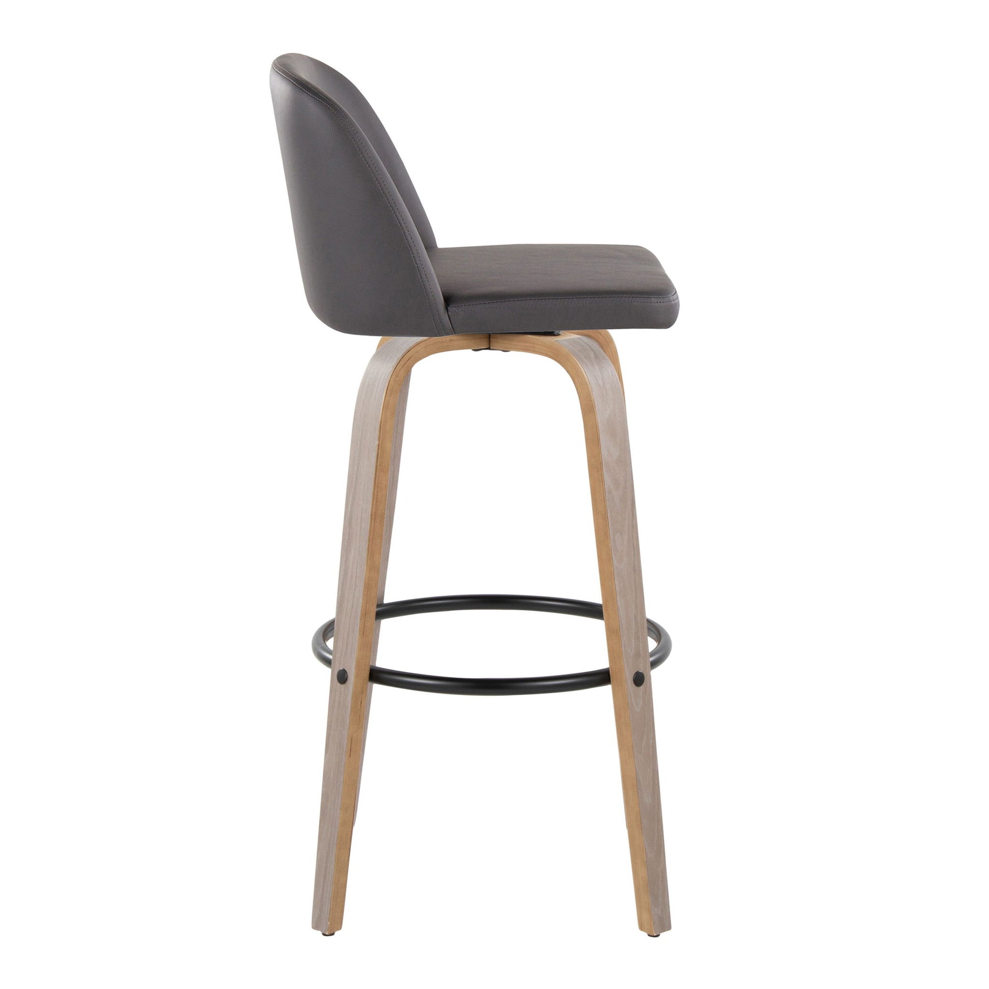 Toriano - Mid-Century Modern Fixed Height BarStool With Round Footrest (Set of 2) Lumi Source