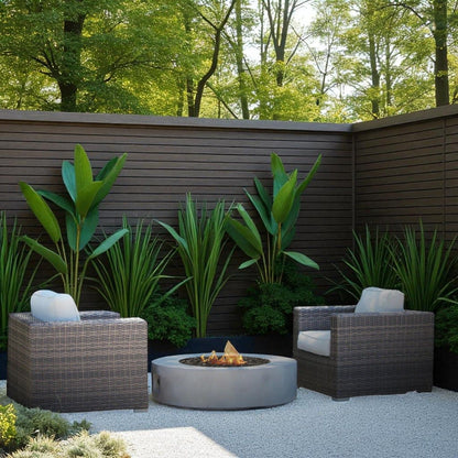 Patio Conversation Set For 2 With Cushions And Fire Pit - Brown LSI Patio Furniture