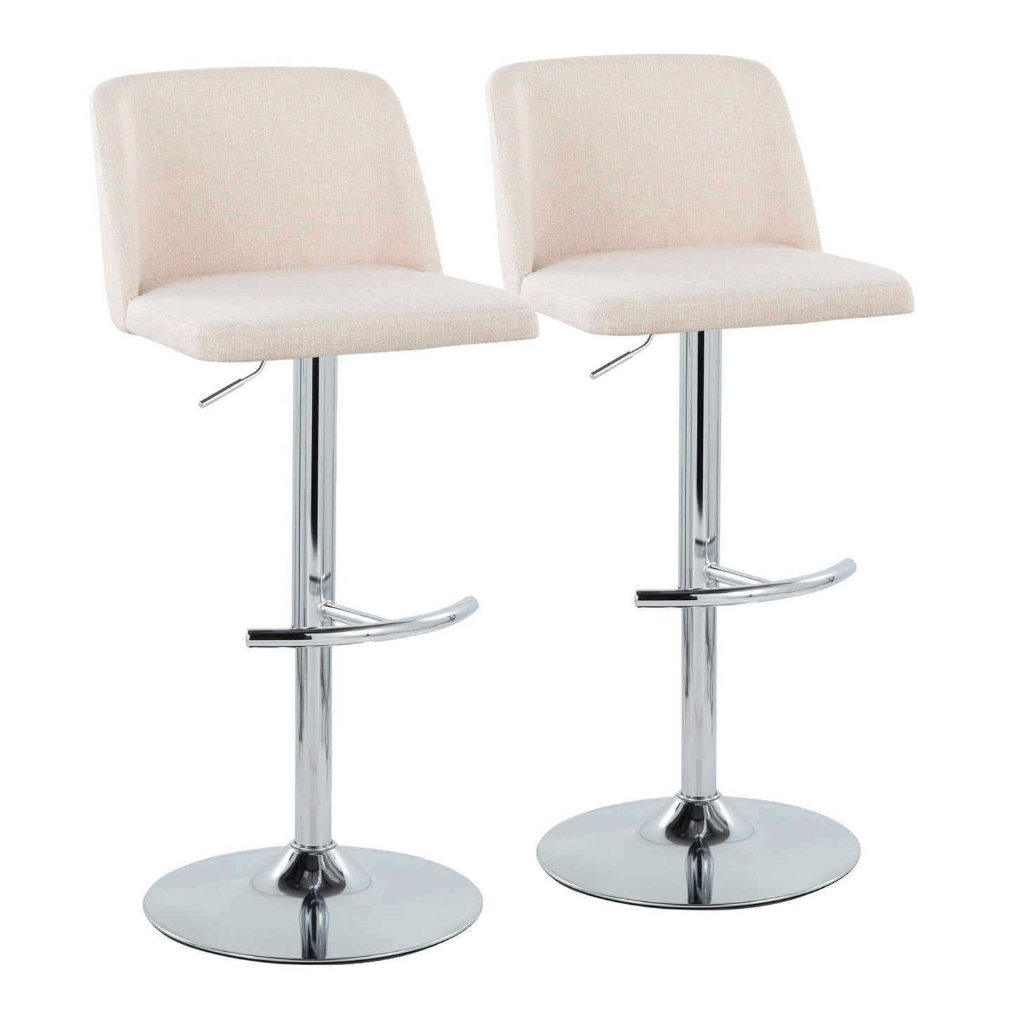 Toriano - Contemporary Adjustable Barstool With Swivel & Rounded T Footrest (Set of 2) Lumi Source