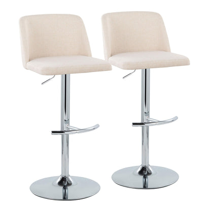 Toriano - Contemporary Adjustable Barstool With Swivel & Rounded T Footrest (Set of 2) Lumi Source