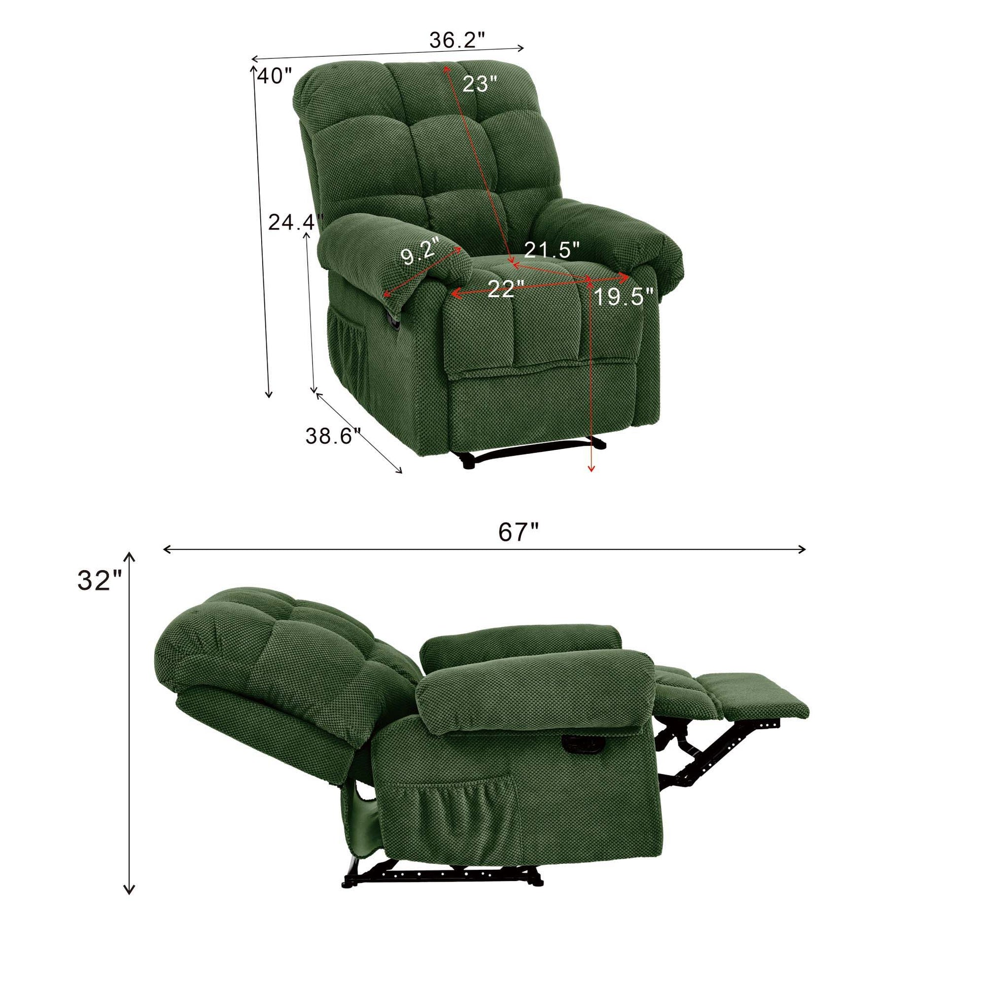 Manual Recliner, Padded Footrest Home Essentials