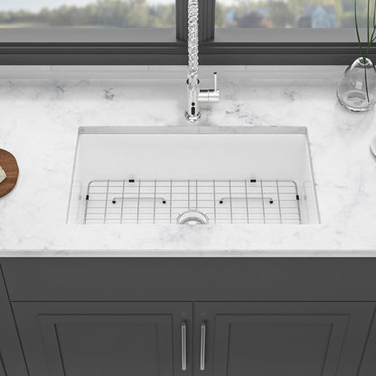 Elegant Farmhouse Apron Front Ceramic Single Bowl, Kitchen Basin Daily Nest