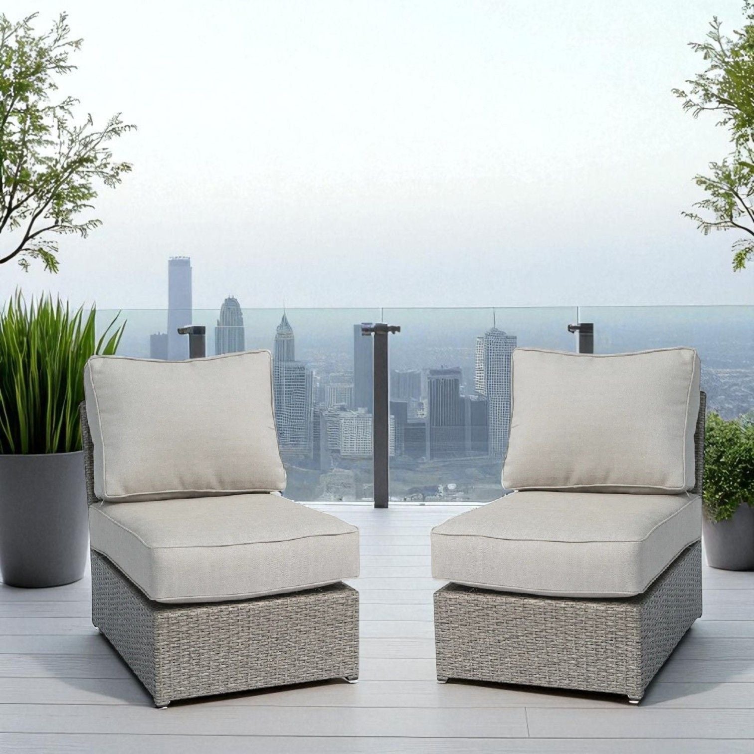 Armless Patio Chair With Cushions LSI Patio Furniture