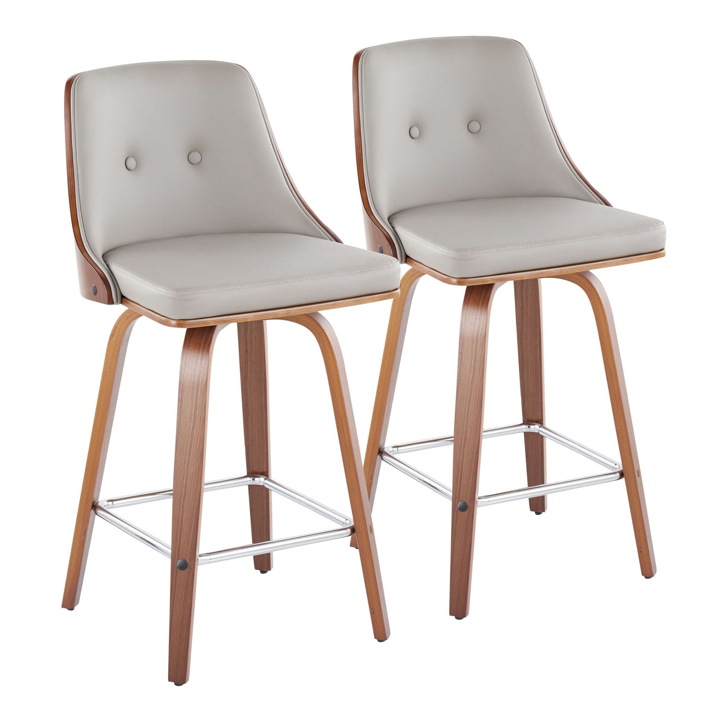 Gianna - Mid Century Modern Fixed Height Counter Stool With Swivel With Square Footrest (Set of 2) Lumi Source