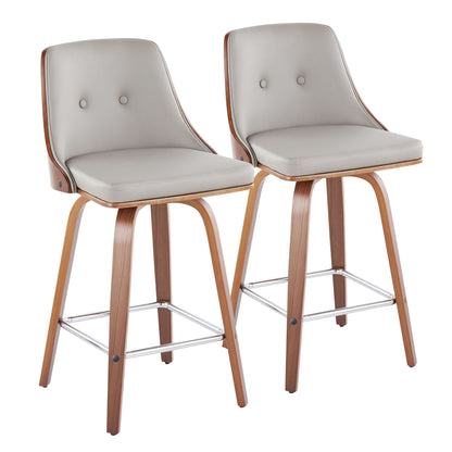 Gianna - Mid Century Modern Fixed Height Counter Stool With Swivel With Square Footrest (Set of 2) Lumi Source