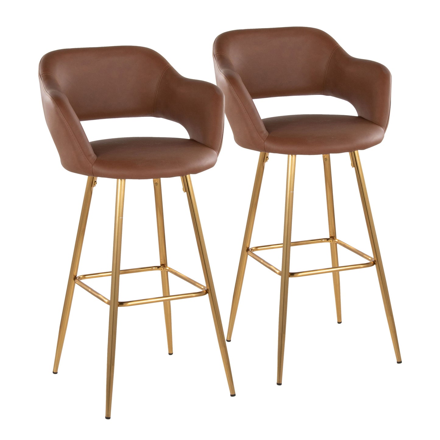 Margarite - Contemporary Fixed Height Barstool With Footrest (Set of 2) With Square Lumi Source
