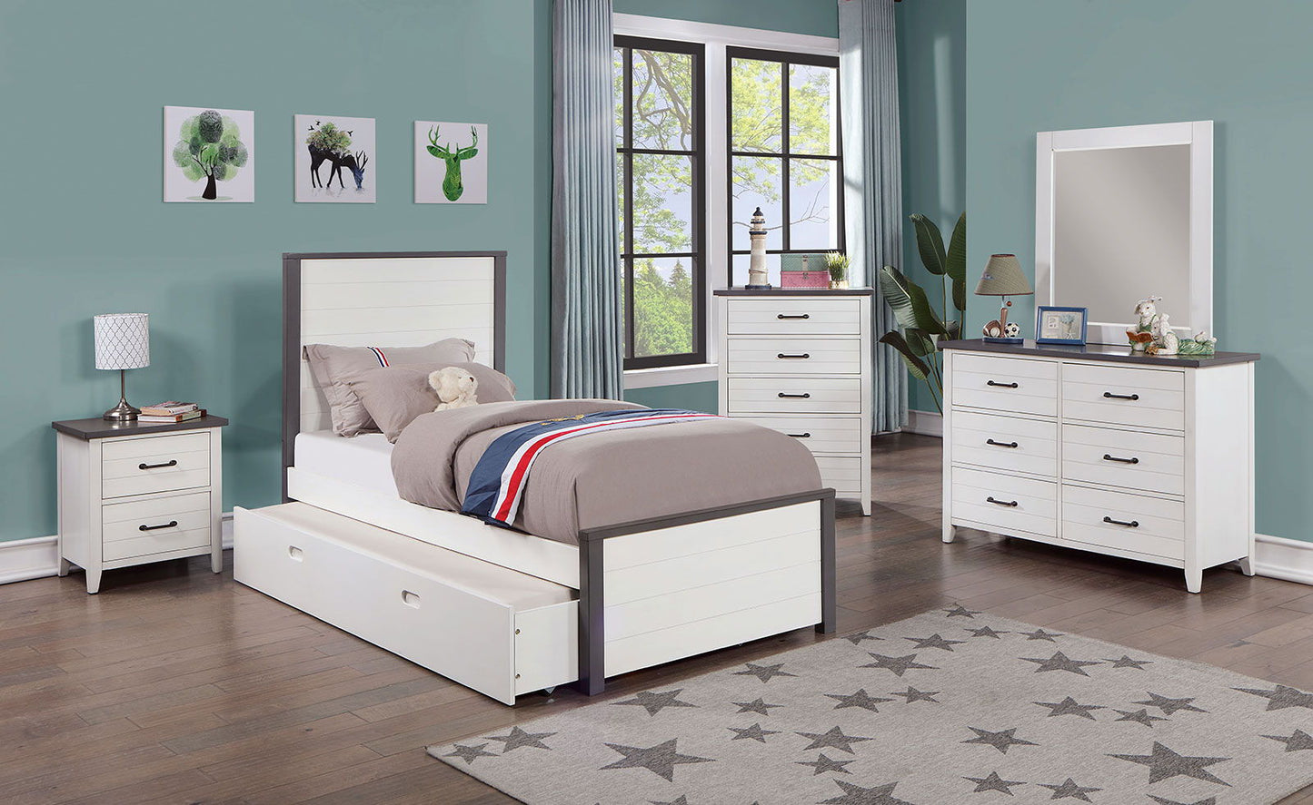 Priam - Nightstand - White / Gray