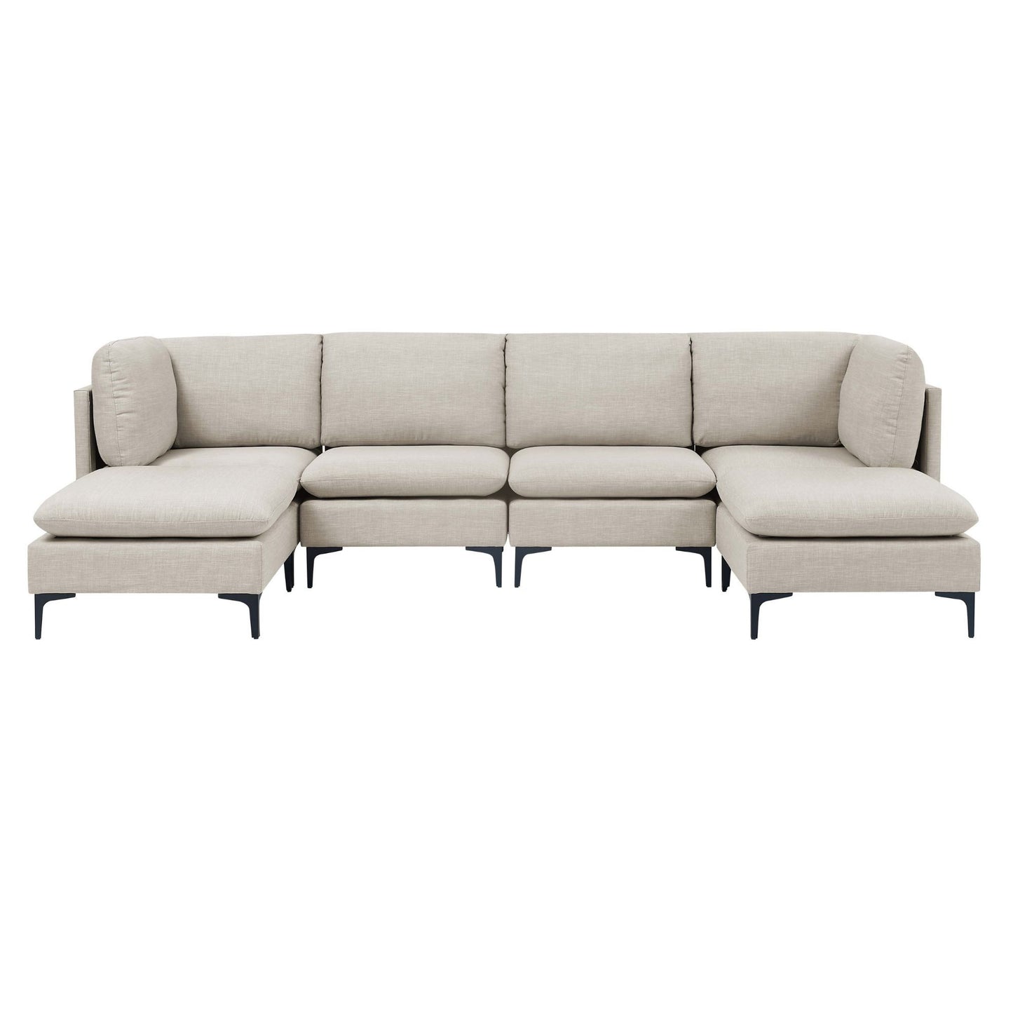 Upholstered Modular Sectional With Medium Firm Seat Cushion - Almond Home Essentials