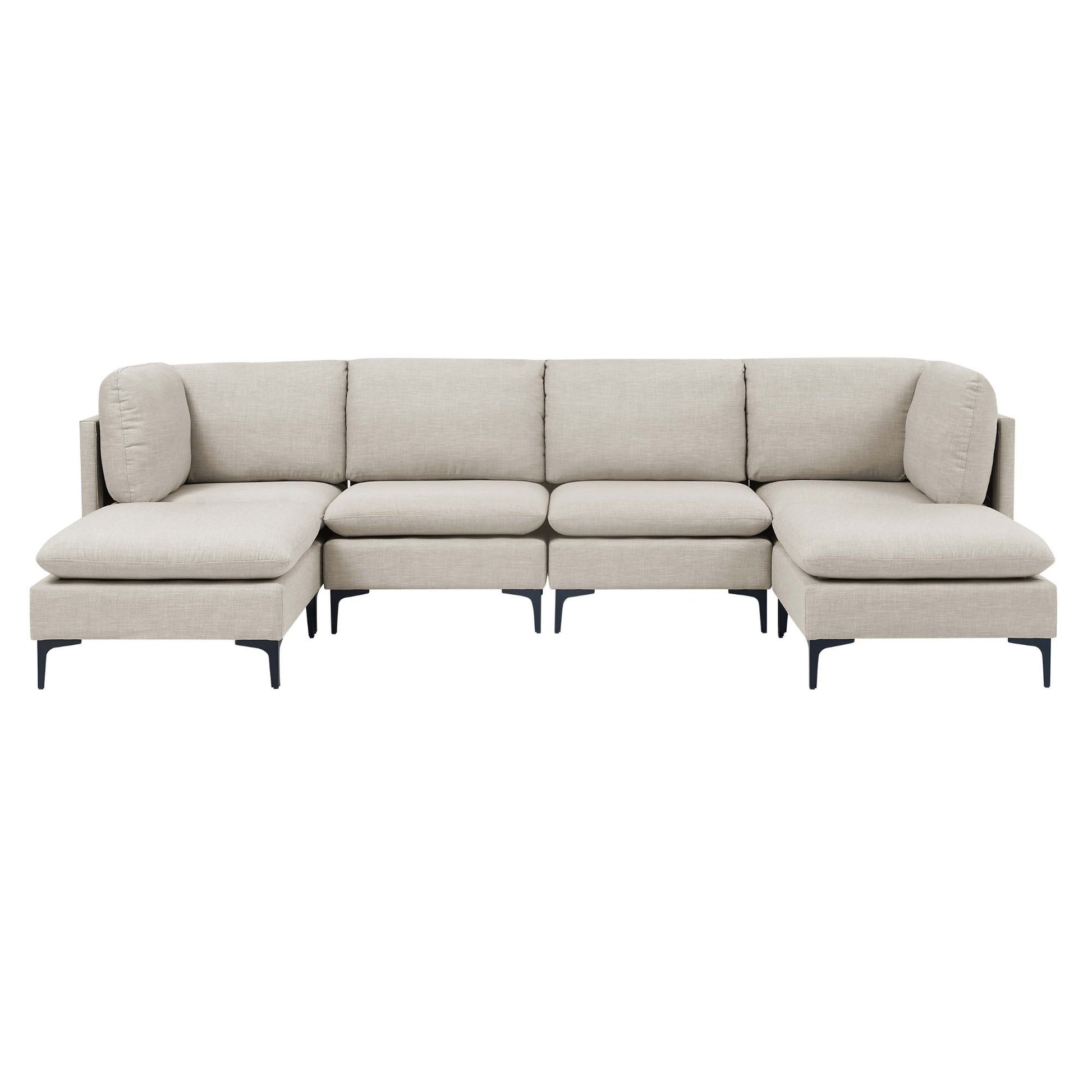 Upholstered Modular Sectional With Medium Firm Seat Cushion - Almond Home Essentials