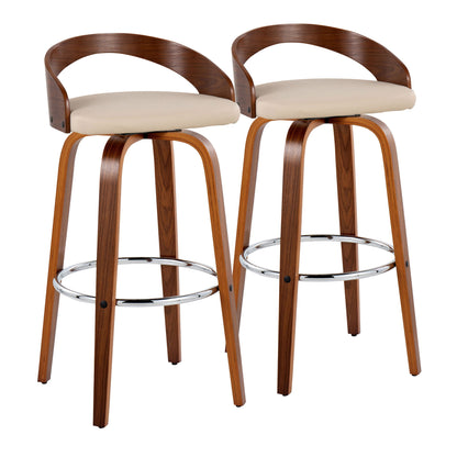 Grotto - Contemporary Fixed Height Barstool With Swivel With Round Footrest (Set of 2) Lumi Source