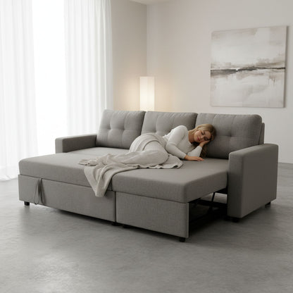 Convertible L Shaped Sectional Sleeper Sofa Bed, Saving Pull Out Couch US Pride