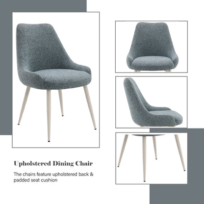 Laela - Boucle Bone Table Side Chair - Light Blue Acme