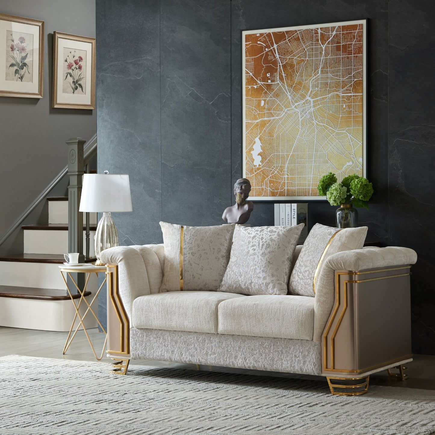 Chateau - Loveseat - Cream / Brown Matrix Furniture Group