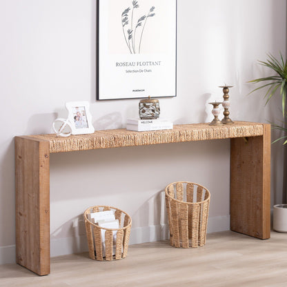 Console Table, Handwoven Top - Antique Natural / Natural Home Essentials