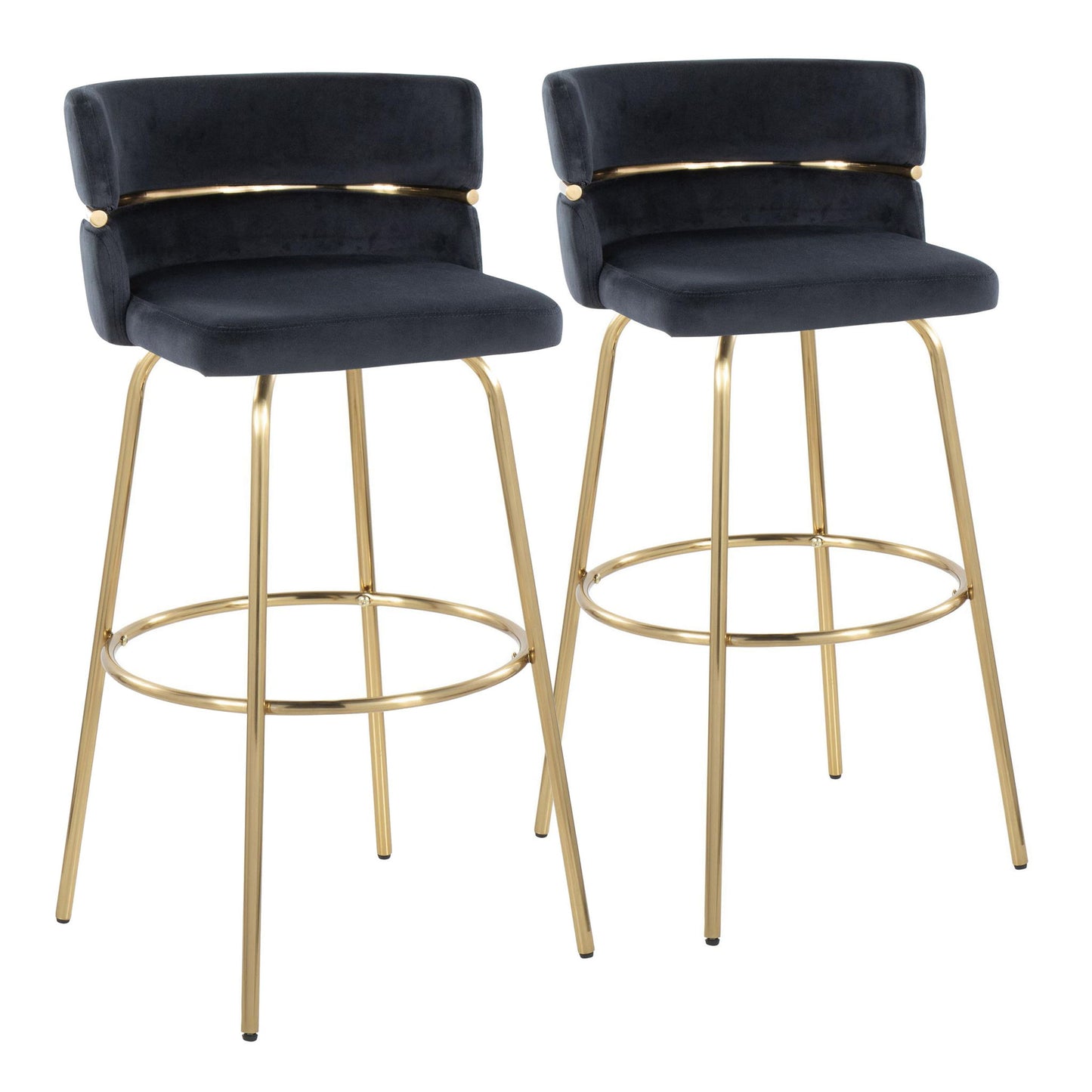 Cinch - Glam / Art Deco Fixed Height Barstool With Swivel With Round Footrest (Set of 2) Lumi Source