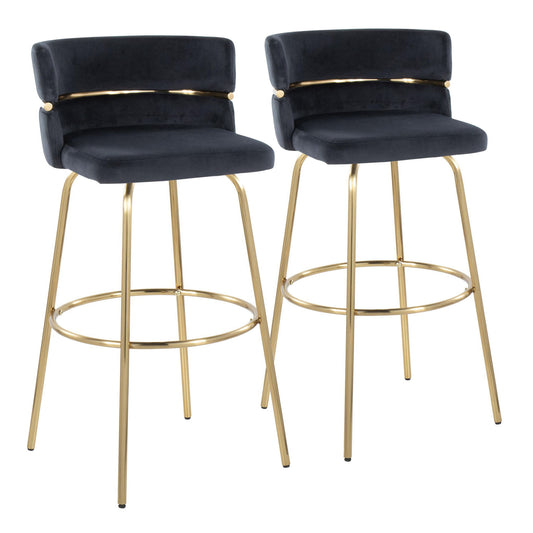 Cinch - Glam / Art Deco Fixed Height Barstool With Swivel With Round Footrest (Set of 2) Lumi Source