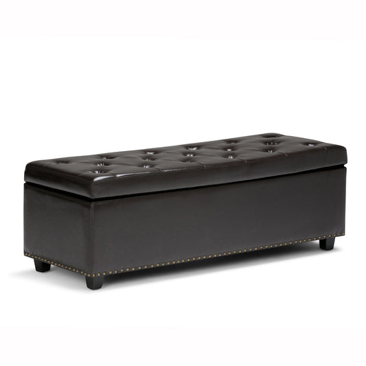 Hamilton - Storage Ottoman - Coffee Brown Simpli-Home