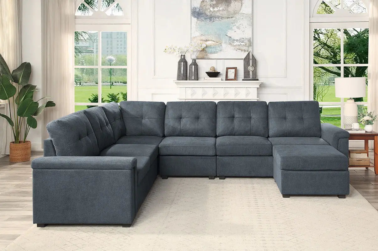 Isla - Fabric Sectional Sofa With Ottoman Lilola Home