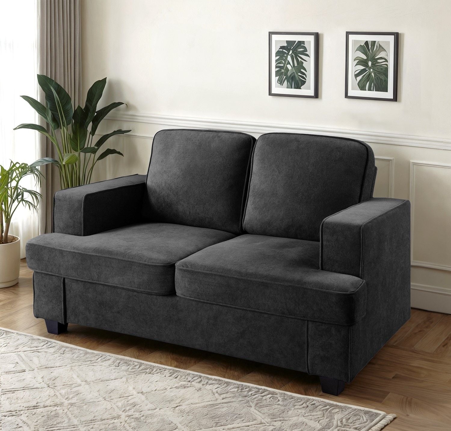 Modern Loveseat, Comfortable 2 Seater Couch With Deep Seating, Loose Back Cushions, Wide Arms US Pride