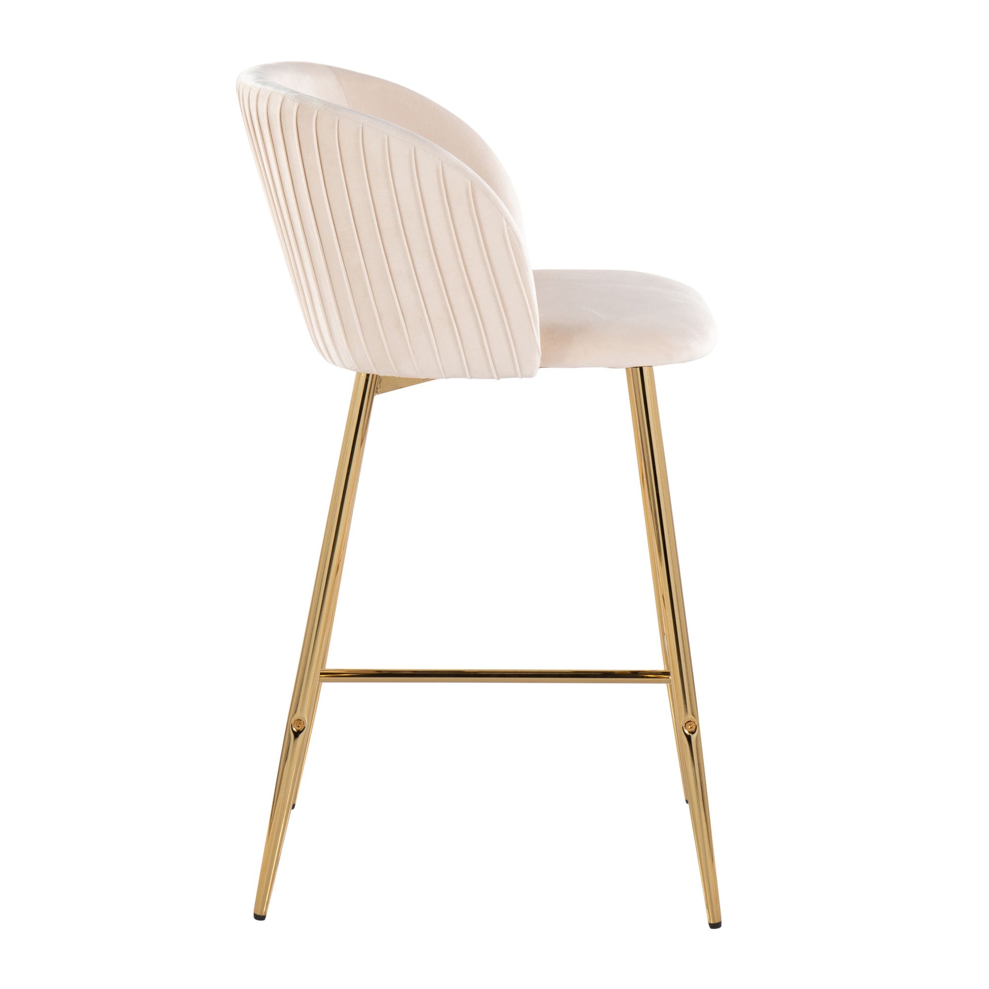 Fran - Pleated Contemporary / Glam Fixed Height Counter Stool (Set of 2) Lumi Source