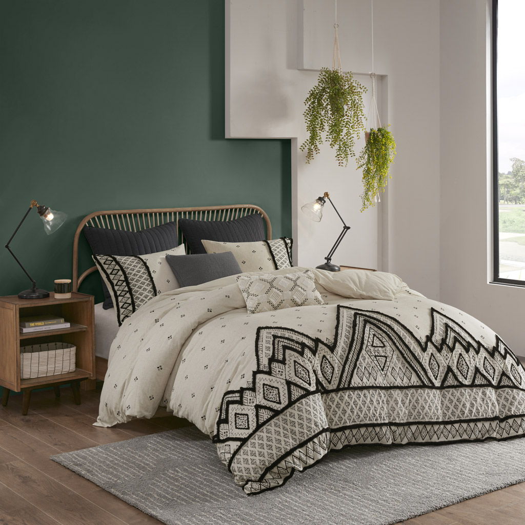 Marta - 3 Piece Blended Duvet Cover Set - Natural INK+IVY