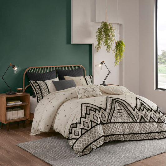 Marta - 3 Piece Blended Duvet Cover Set - Natural INK+IVY