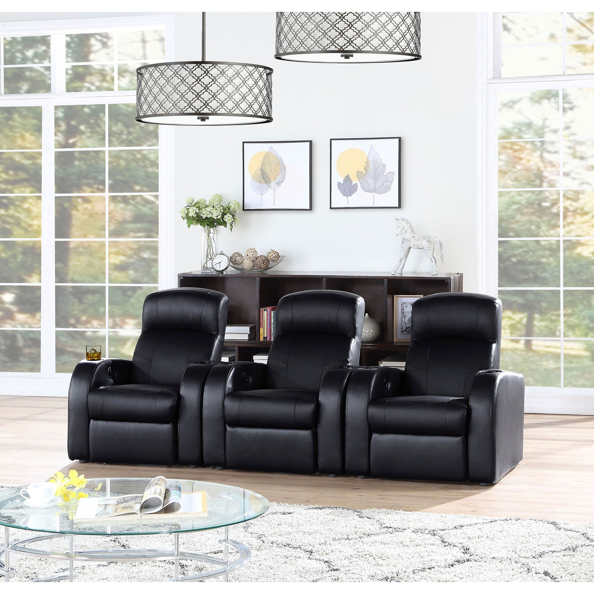 Greenfield - 3 Seater Home Theater With Storage - Black Furniture Max
