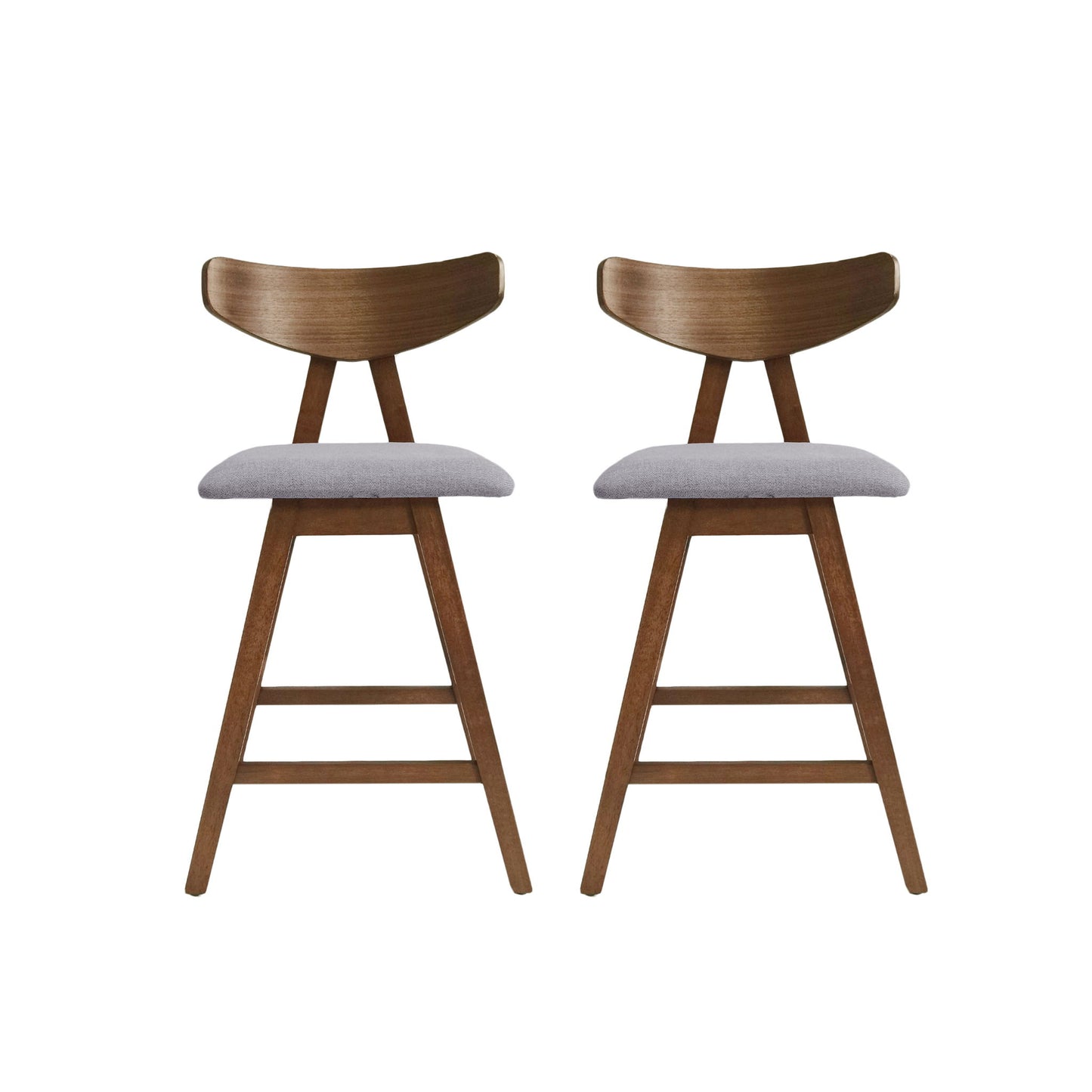 Mid Century Modern Counter Stool With V Shape Frame And Upholstered Seating Noble House