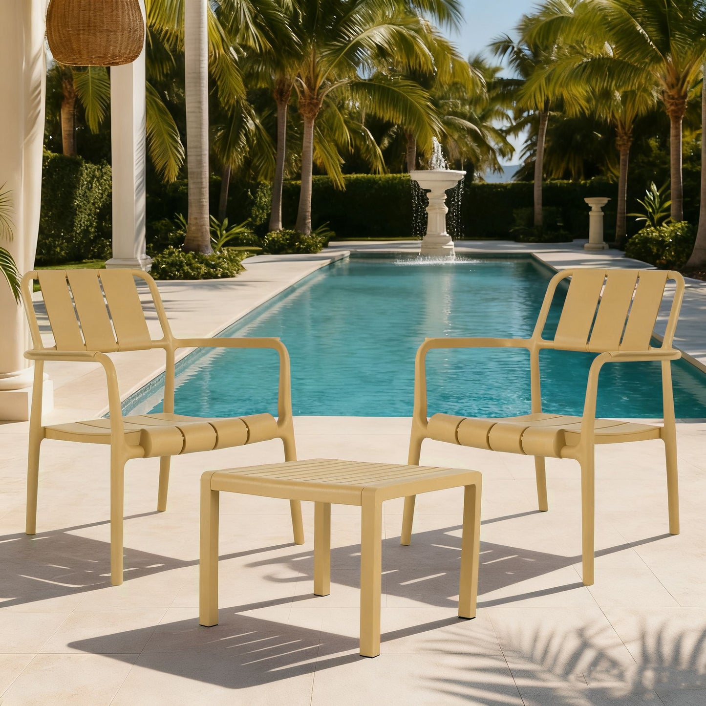 3 Piece Indoor / Outdoor Leisure Table And Chair Set Home Essentials