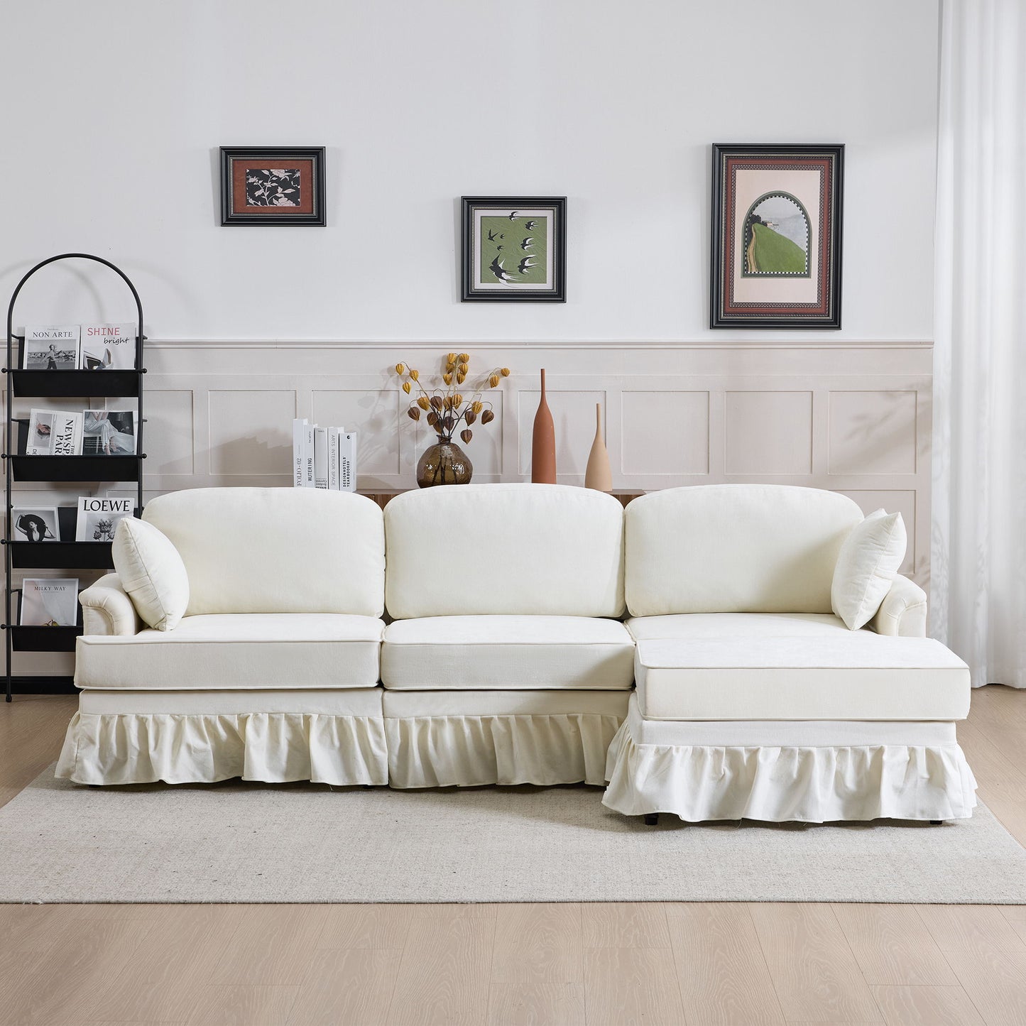 Cloud Sofa With Removable Ruffled Skirt With Ottoman And Flared Arms Home Essentials