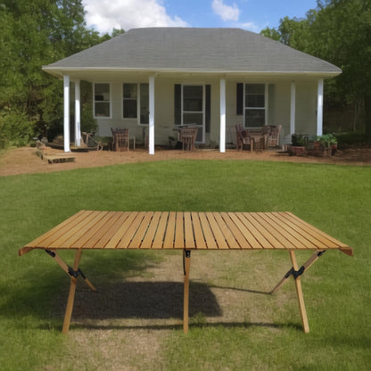 Multi-Function Wooden Foldable Portable Patio Dining Table, Indoor And Outdoor Universal - Natural Home Essentials