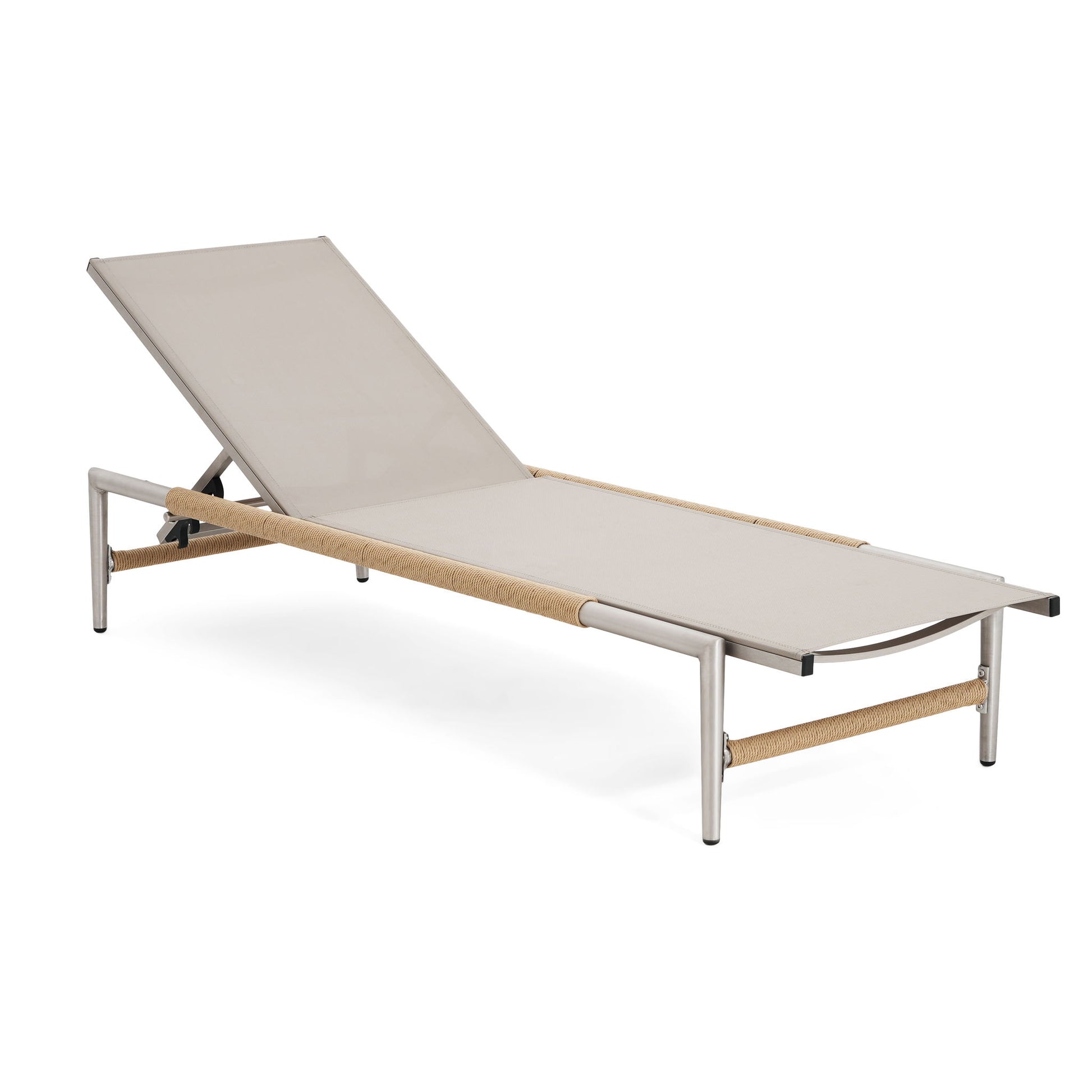 Hargrove - Outdoor Patio Aluminun Chaise Lounge, Outdoor Mesh Seat - Natural / Silver Noble House