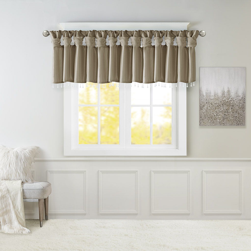 Emilia - Lightweight Valance With Beads - Pewter