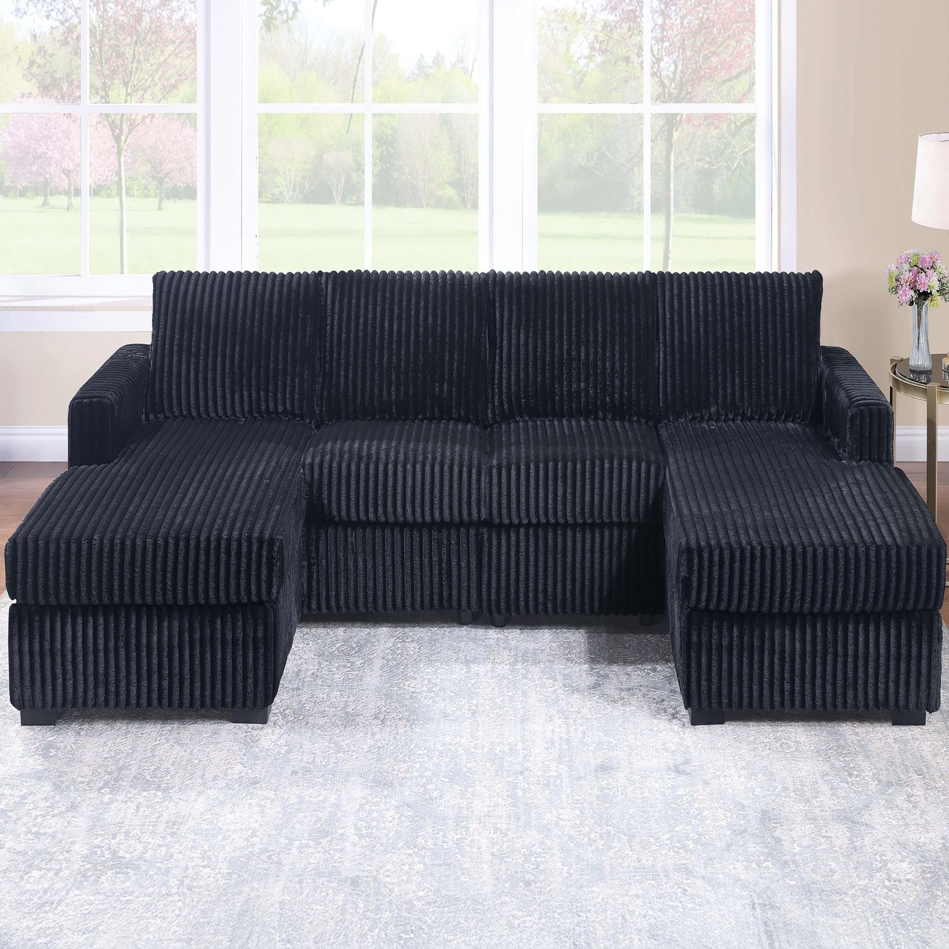 U-Shaped Sectional Set With Cushion Back Armless Chairs Right And Left Arm Chaise Home Essentials